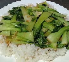 Stir-Fried Bok Choy with Rice
