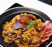 Porcini Mushroom Saffron Risotto with Spanish Ham