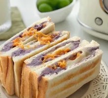 Taro Paste with Mochi and Pork Floss Sandwich