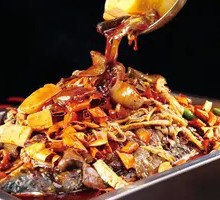 Spicy Blood Duck with Grilled Fish