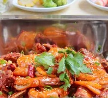 Braised Pork Ribs with Grilled Shrimp