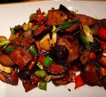 Preserved Pork with Blood Tofu Balls Stir-fry