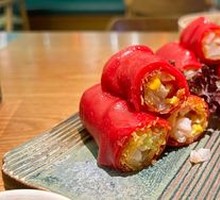 Golden Shrimp Red Rice Noodle Rolls