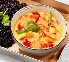 Thai Yellow Curry Sea Bass with Shrimp Rice