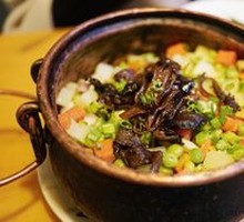 Porcini Mushroom and Potato Stew in Copper Pot