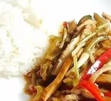 Fried Tofu and Pork Rice Bowl