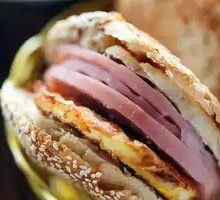 Flatbread with ham and egg