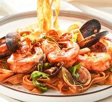 Seafood Fettuccine with Extra Virgin Olive Oil