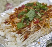 Aluminum-Wrapped Enoki Mushrooms