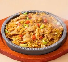 Grilled Pork Belly with Sour Cabbage on Hot Stone