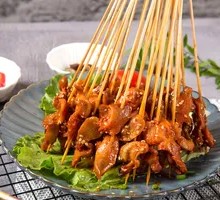 Spicy Fried Duck Gizzard Skewers