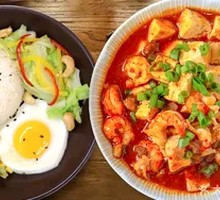 Spicy Mapo Tofu with Crawfish Rice