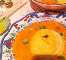 Shrimp Tomato Cream Omelette Rice
