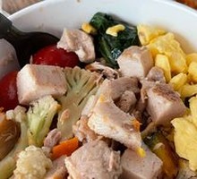 Tender Egg Custard with Chicken Breast and Mixed Grain Bowl