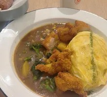 Fried Chicken Curry Omelette Rice