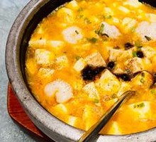 Hand-Deconstructed Crab Roe with Shrimp and Tofu