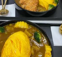 Chicken Cutlet Curry Omelette Rice