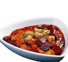 Duck Blood and Tofu Stewed with Pork Intestines