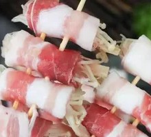 Pork Belly and Enoki Mushroom Skewers