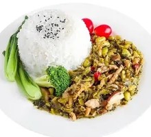 Snow Cabbage and Edamame Pork Rice Bowl