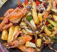 Dry Pot Squid and Shrimp