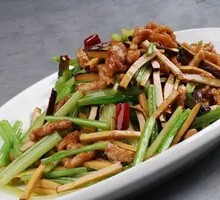 Celery and Tofu Skin Stir-Fry with Pork Strips
