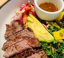 Pan-Seared Beef with Nuts and Rice Bowl