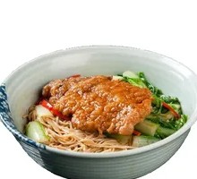 Fried Pork Cutlet Noodles with Tofu and Meat Strips