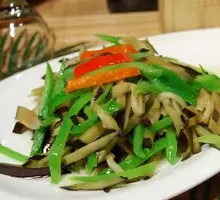 Eggplant with Green Pepper Strips
