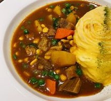 Curry Beef Rice with Egg Custard