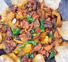 Beef Tendon and Chicken Stir-fry