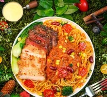 Chicken Breast and Steak Pasta Platter
