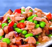 Green Soybeans and Chicken Rice Bowl
