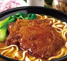 Pork Cutlet with Greens Noodles