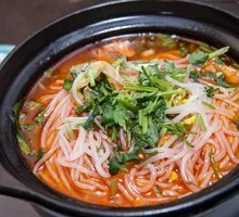 Sizzling Pork Belly Noodles in Clay Pot