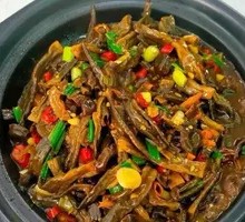 Stir-fried Deer Mushroom with Pork Belly