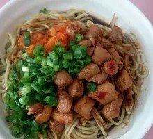 Chicken Diced Noodles with Tofu Skin, Egg, and Plum Juice