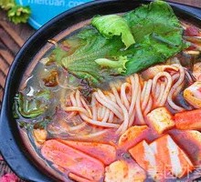 Shrimp Ball and Sausage Rice Noodles