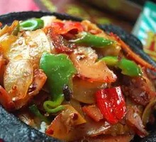 Spicy Pork with Crispy Rice Base