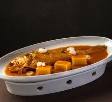 Braised Small Yellow Croaker with Rice Cake