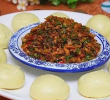 Whole Grain Steamed Corn Cakes with Grandmother's Pickled Vegetables