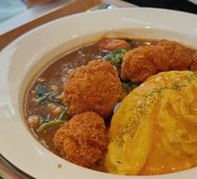 Fried Chicken Curry Omelette Rice