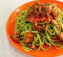 Grilled Meat with Yellow Noodles