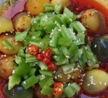 Spicy Pepper and Tofu Skin with Century Egg
