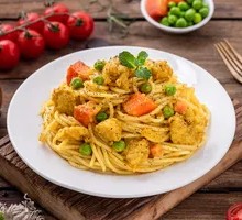 Curry Chicken and Chicken Cutlet with Pasta