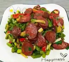 Local Garlic Shoots Stir-Fried with Preserved Sausage