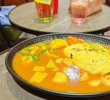 Japanese Curry Shrimp Omelette Rice