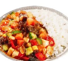 Stir-Fried Chicken with Potatoes over Rice