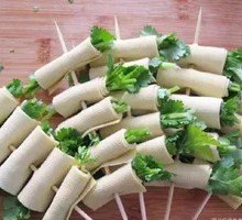 Tofu Skin and Cilantro Skewers