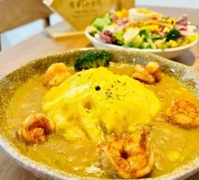 Japanese Curry Shrimp Omelette Rice